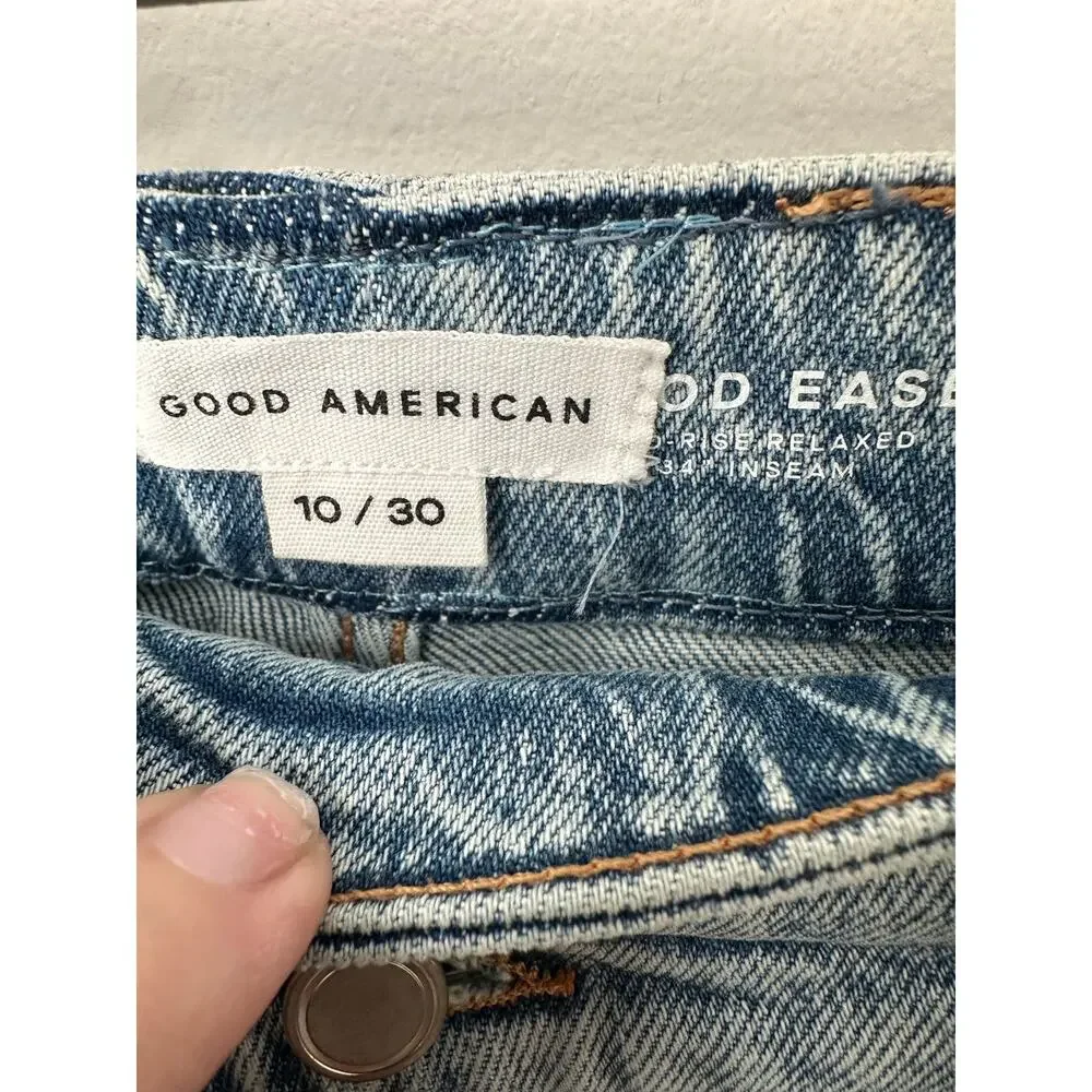 Good American Good Ease Relaxed Jean Crossover Waistband Size 10 - Picture 6 of 9